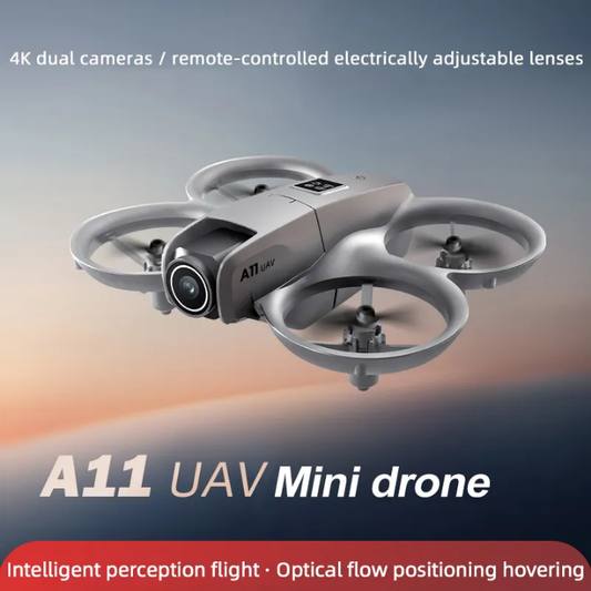 A11 Mini Drone with Dual 4K Cameras, Foldable Quadcopter, 180° Adjustable Lens, Optical Flow Hover, App Control