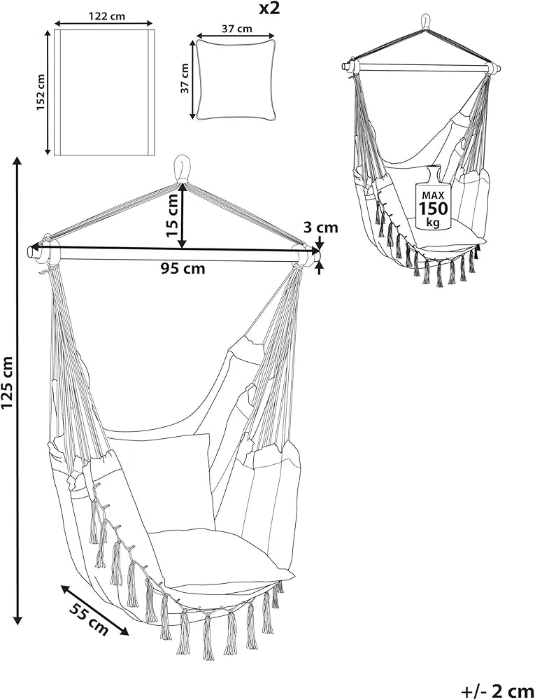 Hammock Chair with Tassels (Black with Black Tassels)