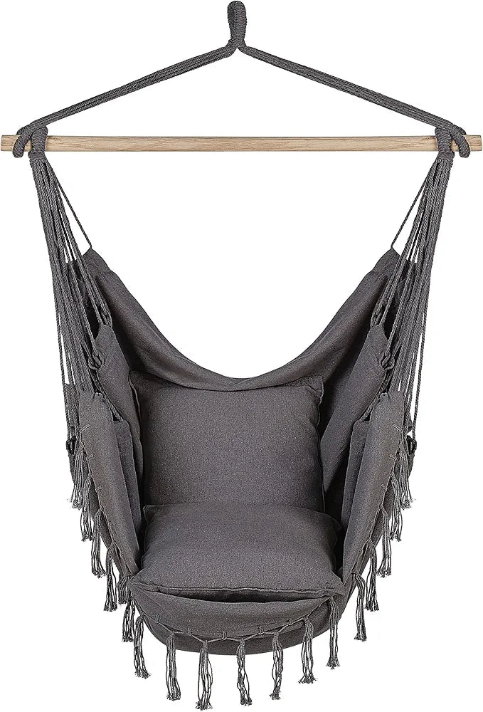 Hammock Chair with Tassels (Black with Black Tassels)