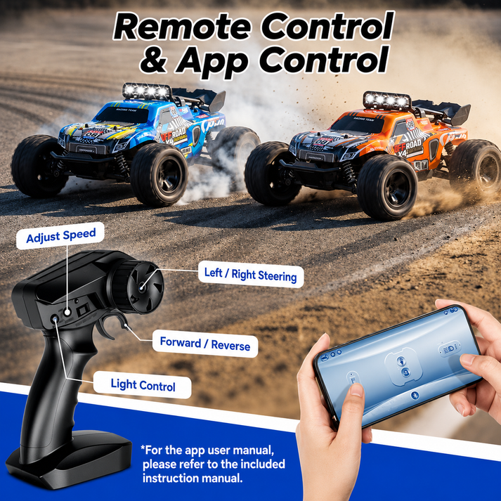1:18 RC Monster Conquer Truck for Kids Ages and Hobby fans | 2.4GHz Remote Control Car with LED Body Lights | 35+ km/h Off-Road Toy Truck
