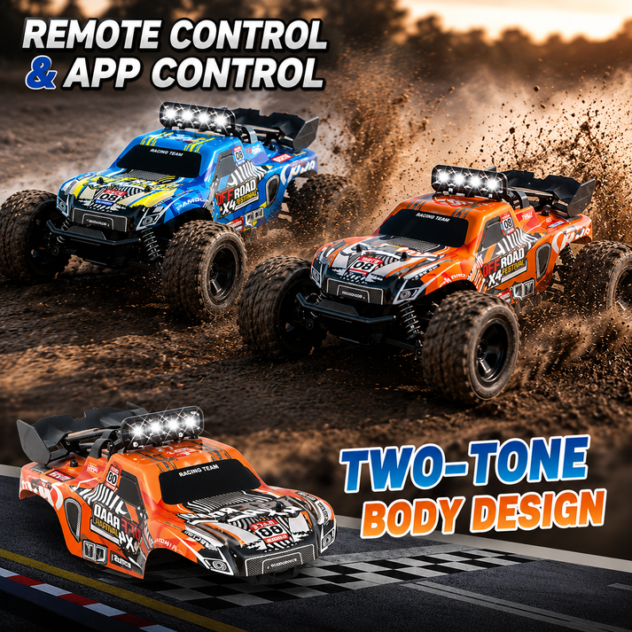 1:18 RC Monster Conquer Truck for Kids Ages and Hobby fans | 2.4GHz Remote Control Car with LED Body Lights | 35+ km/h Off-Road Toy Truck