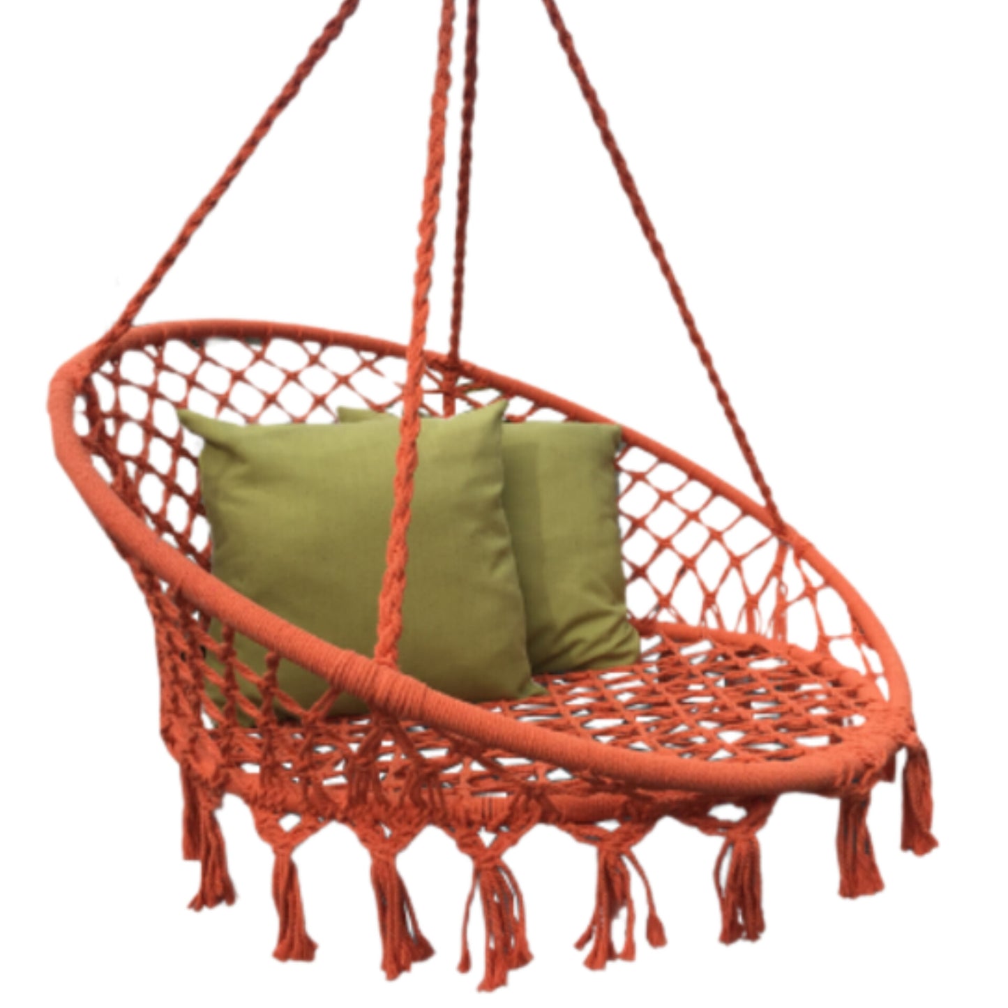 Macrame Swing Hammock Chair | Handmade Bohemian Hanging Rope Cotton Seat for Indoor Outdoor Bedroom Porch | Sturdy Steel Construction | Easy to Install