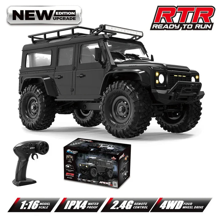 TRX-4M Style Land Rover Defender RC Crawler 1/16 RTR 4x4 Trail Truck - Black