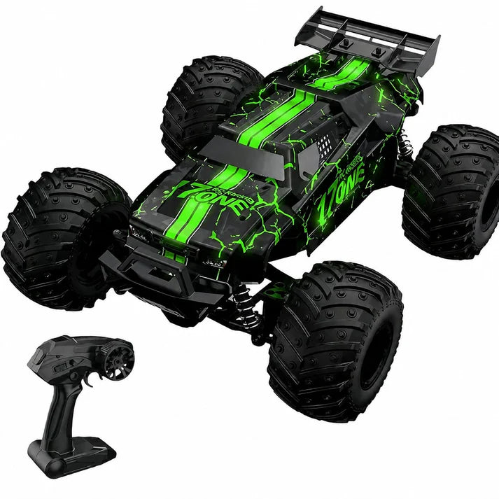 20+ MPH High Speed RC Monster Truck with LED Lights – 2.4GHz Off Road Remote Control Car for Kids & Adults, Rechargeable Battery, All Terrain RC Car