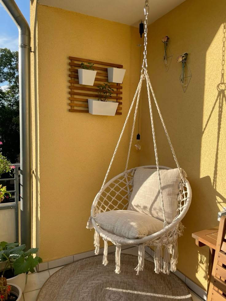 Macrame Swing Hammock Chair | Handmade Bohemian Hanging Rope Cotton Seat for Indoor Outdoor Bedroom Porch | Sturdy Steel Construction | Easy to Install