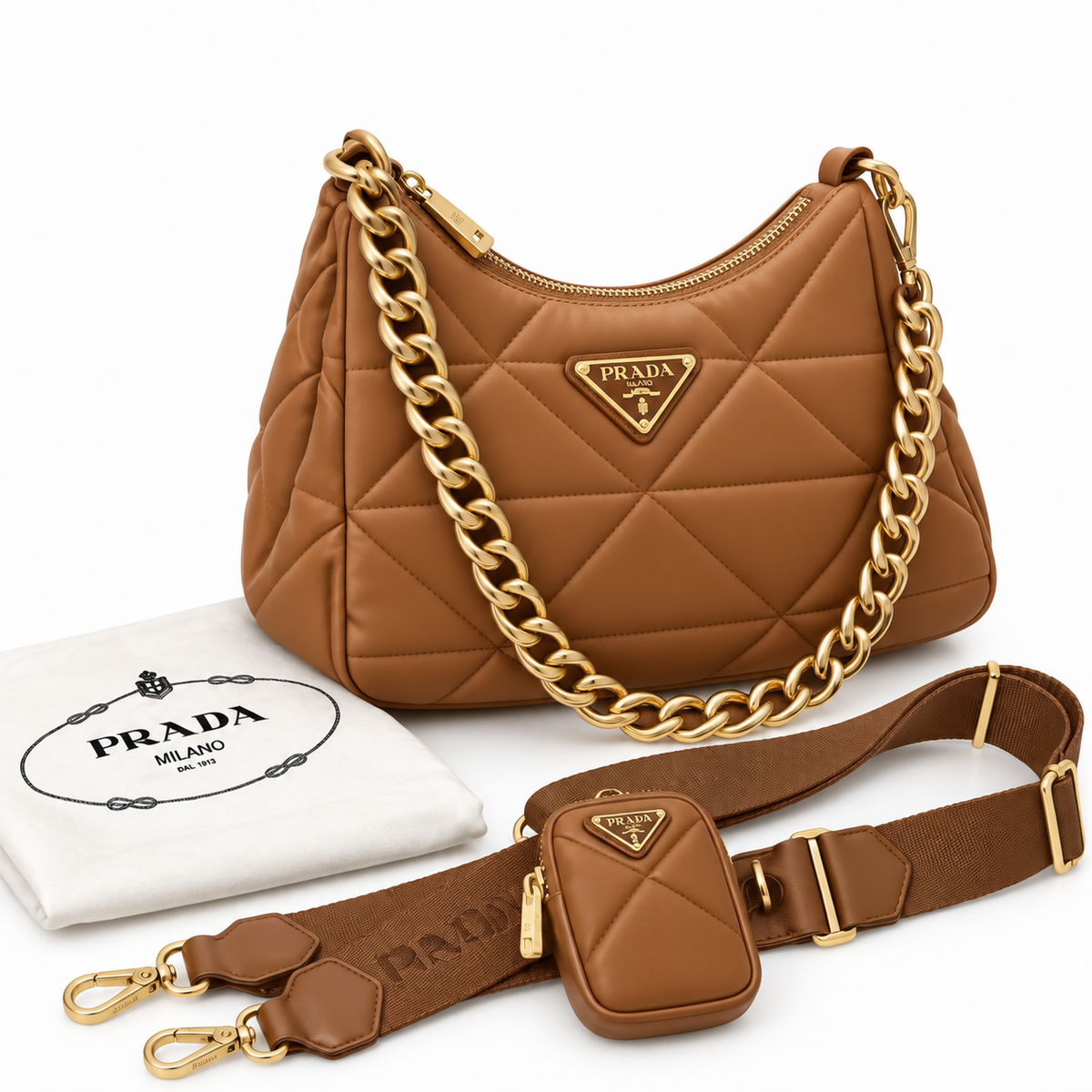 Prada Quilted Leather Shoulder Bag (A Grade)