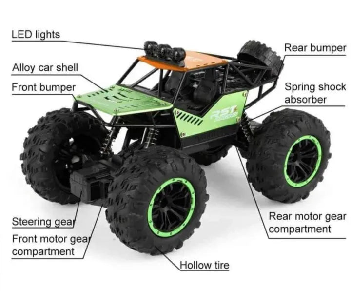 RC Monster Truck – LED Lights, Big-Wheel Adventure, High-Speed Radio Control