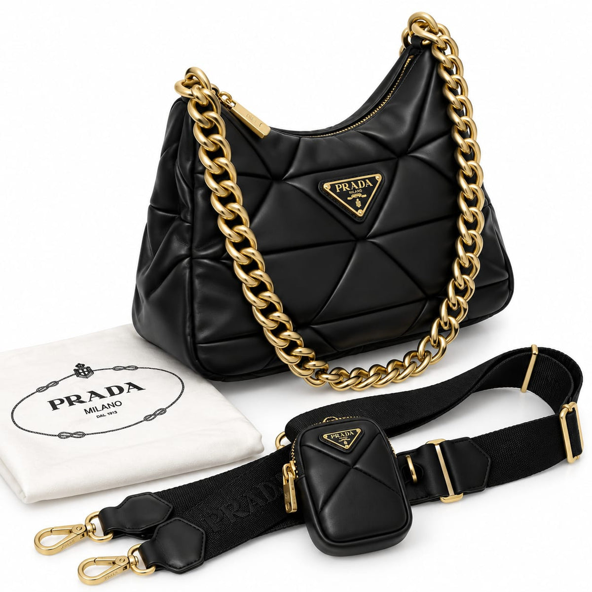 Prada Quilted Leather Shoulder Bag (A Grade)